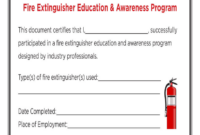 Fire Extinguisher Training Certificate Template Word - Sample with regard to Fire Extinguisher Training Certificate Template Free