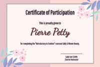 Floral Certificate Of Participation Template – Mediamodifier in Fascinating Free Templates For Certificates Of Participation