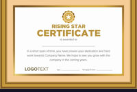 Framed Vintage Rising Star Certificate Throughout Star Performer throughout Fantastic Star Certificate Templates Free
