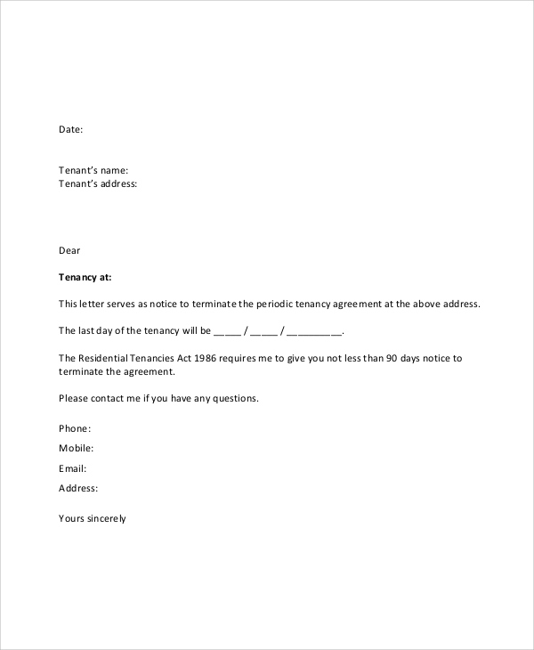 Free 13+ Sample Lease Termination Letter Templates In Ms Word | Pdf for Rental Contract Cancellation Letter Template