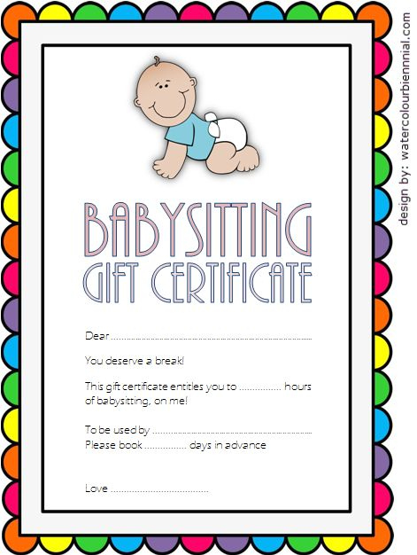Free 7 Babysitting Gift Certificate Template Ideas For Throughout First with Free Printable Babysitting Gift Certificate