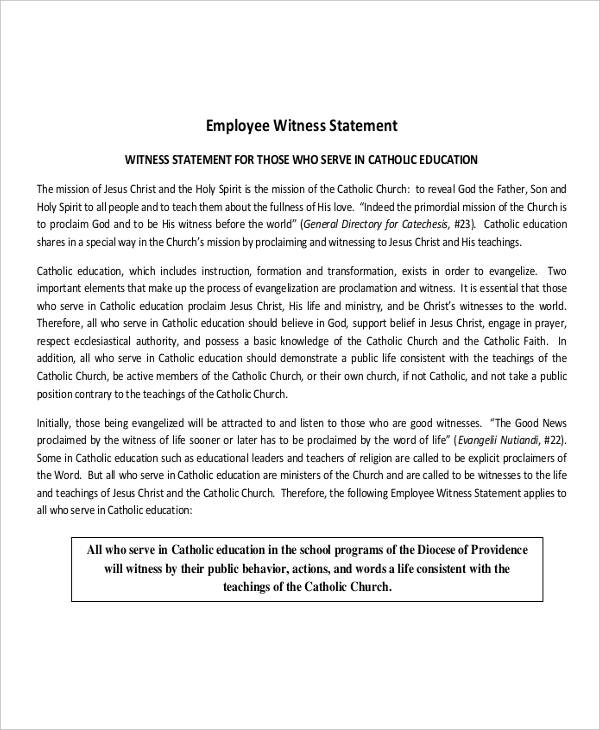Free 7+ Witness Statement Examples &amp; Samples In Pdf | Examples with Legal Written Statement Template