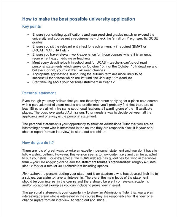 Free 8+ Personal Statement Samples In Pdf | Ms Word intended for Personal Statement Template For Job Application