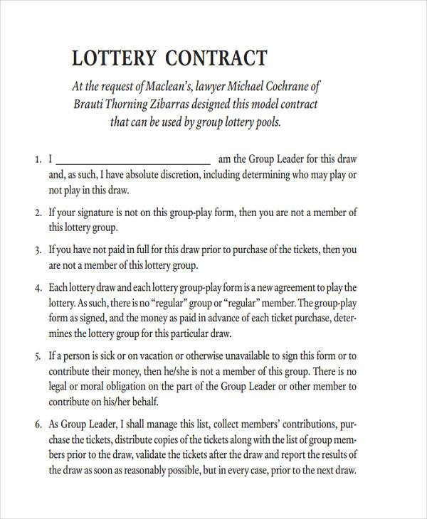 Free 8+ Sample Lottery Syndicate Agreement Forms In Pdf | Ms Word with Band Contract Agreement