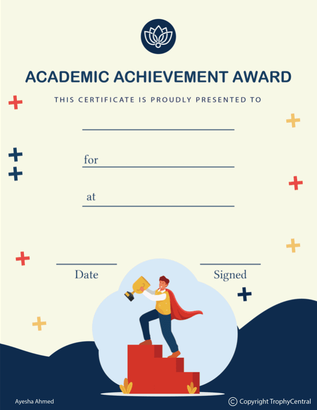 Free Academic Achievement Award Certificate Template | Trophycentral throughout Amazing Academic Achievement Certificate Template