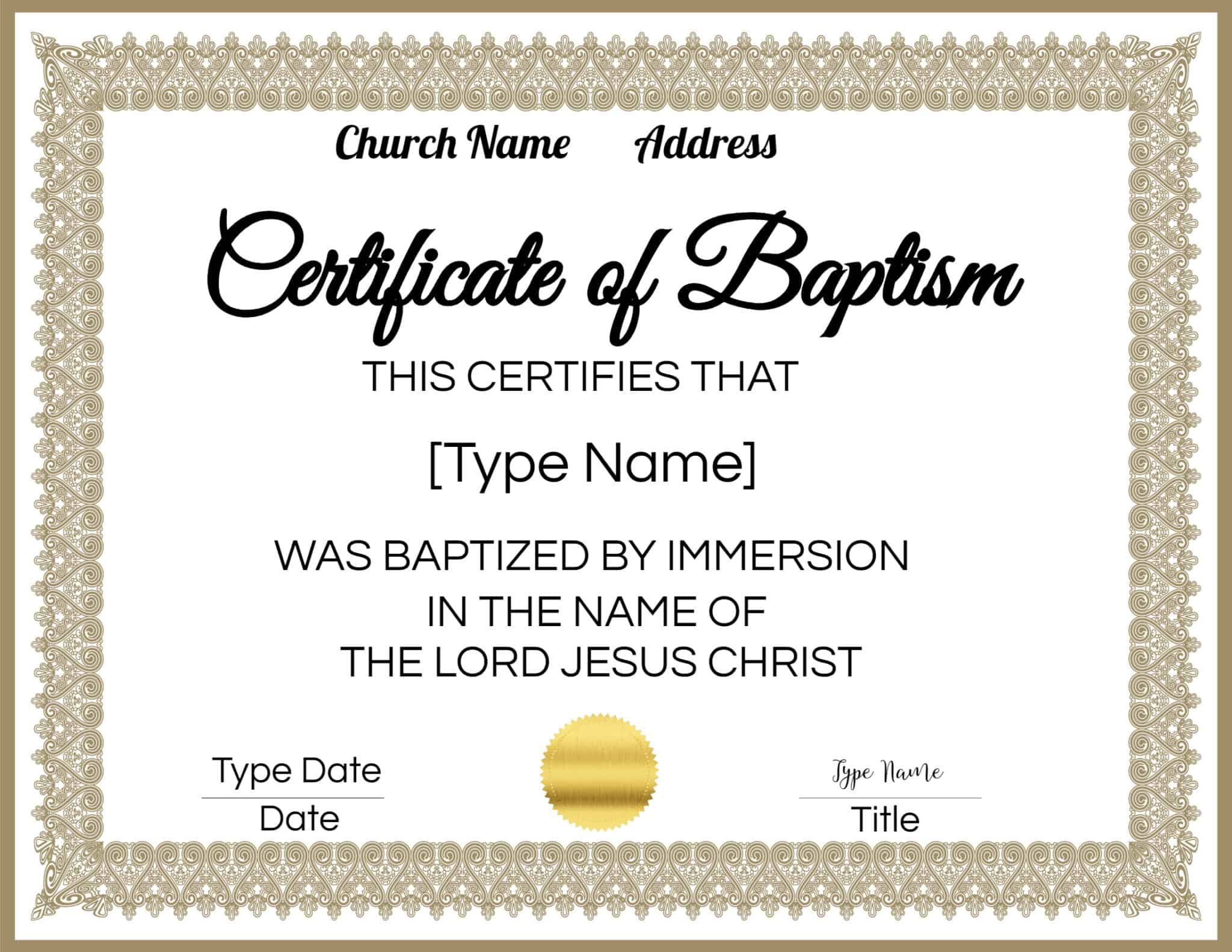 Free Baptism Certificate Templates | Customize Online | No Watermark for Amazing Baby Christening Certificate Template