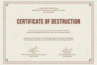 Free Certificate Of Destruction Template 5 – Best Templates Ideas for Certificate Of Destruction Template