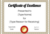 Free Certificate Of Excellence | Editable And Printable intended for Free Printable Certificate Of Achievement Template