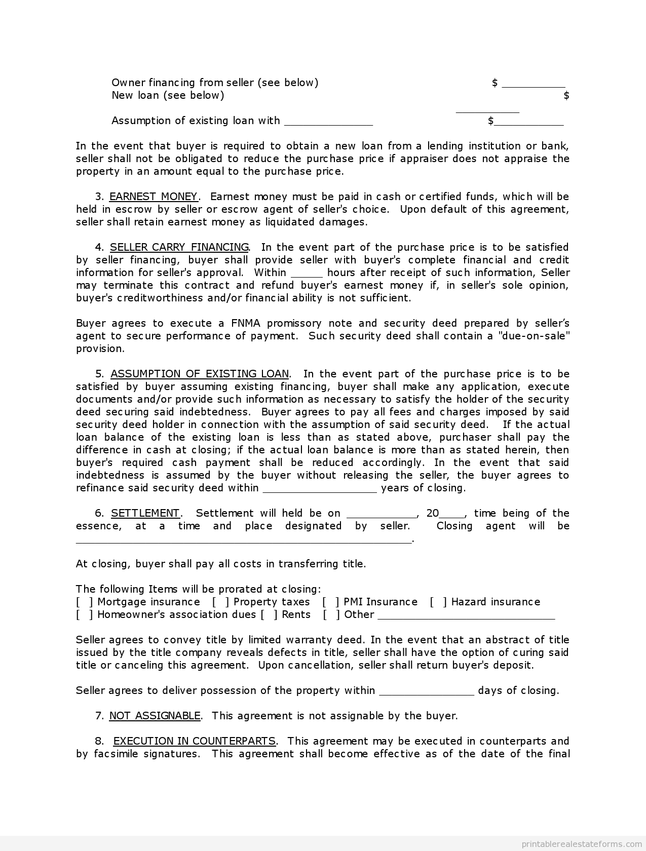 Free Contract To Sell On Land Contract Form | Printable Real Estate Forms in Land Sale Contract Template