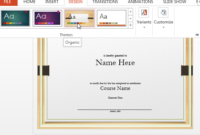 Free Course Completion Certificate Powerpoint Template intended for Powerpoint Certificate Templates Free Download