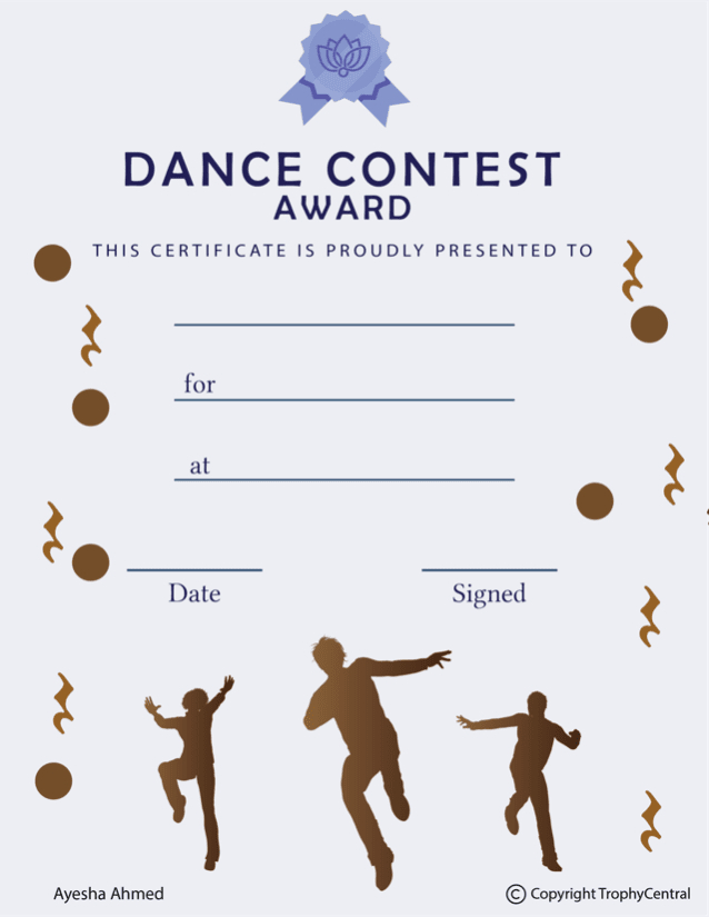 Free Dance Contest Award Certificate Template (Male) | Trophycentral for Free Dance Award Certificate Templates