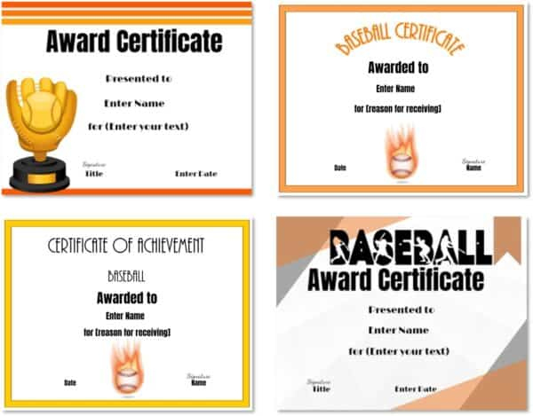 Free Editable Baseball Certificates - Customize Online &amp; Print At Home with Fresh Editable Baseball Award Certificates