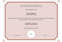 Free High School Diploma, High School Diploma, Diploma Template for Simple School Certificate Templates Free