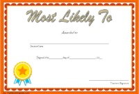 Free Most Likely To Certificate Template 4 | Certificate Throughout regarding Amazing Free Most Likely To Certificate Templates
