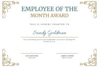 Free Printable Employee Of The Month Certificate - Printable Templates regarding Free Employee Of The Month Certificate Template