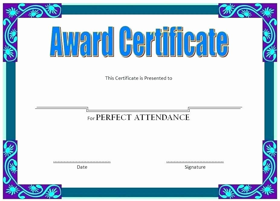 Free Printable Perfect Attendance Award Certificates Awesome Free in Free Attendance Certificate Template Word