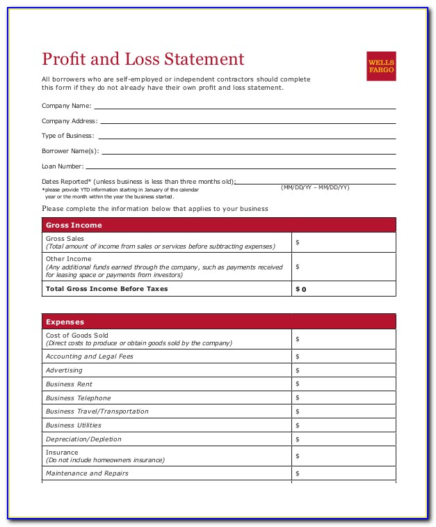 Free Printable Profit And Loss Form Form Resume Examples for Independent Contractor Profit And Loss Statement Template