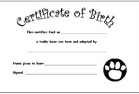 Free Printable Teddy Bear Birth Certificate - Printable Templates inside Amazing Teddy Bear Birth Certificate Templates Free