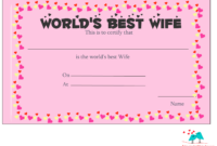 Free Printable World'S Best Wife Certificates for Best Girlfriend Certificate Template