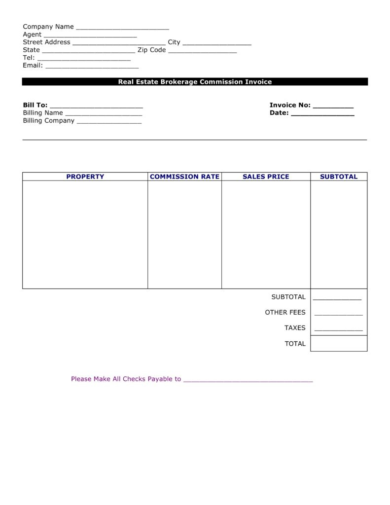 Free Real Estate Agent Commission Invoice Template Pdf Word Invoice regarding Commission Statement Template