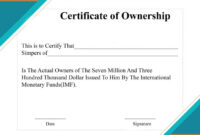 Free Sample Certificate Of Ownership Templates Certificate Template throughout Free Ownership Certificate Template