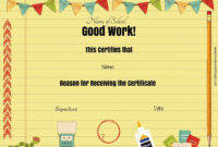 Free School Certificates & Awards pertaining to Good Job Certificate Template