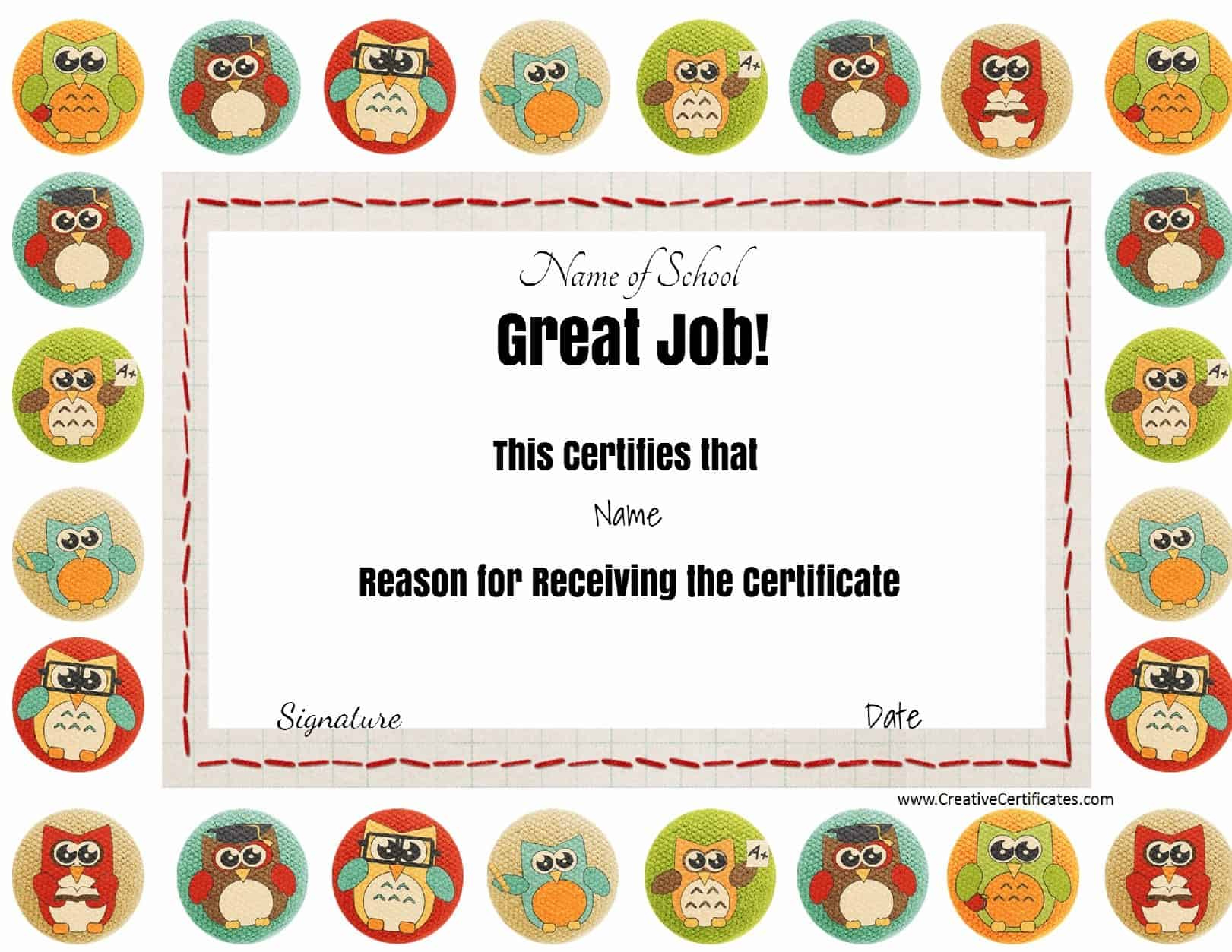 Free School Certificates &amp; Awards with regard to Good Job Certificate Template