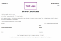 Free Share Certificate Template: Create Perfect Share Certificates for Simple Share Certificate Template Companies House