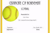 Free Softball Certificate Templates 1 Dengan Gambar Intended For inside Fresh Softball Award Certificate Template