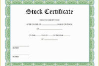 Free Stock Certificate Template Microsoft Word Of Blank Certificate for Blank Share Certificate Template Free