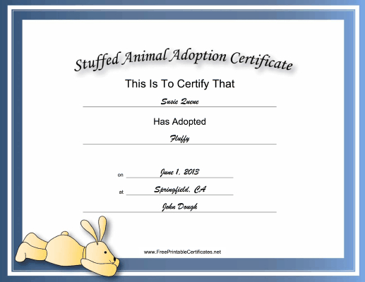 Free Stuffed Animal Adoption Certificate - Triptychwallartphotography intended for Fresh Stuffed Animal Adoption Certificate Editable Templates