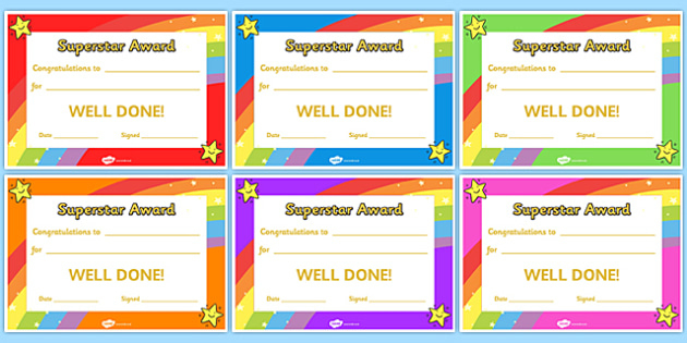 Free! - Superstar Certificates - Primary Resources in Simple Star Performer Certificate Templates