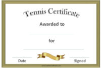 Free Tennis Certificate Templates | Customizable & Printable intended for Fascinating Tennis Participation Certificate