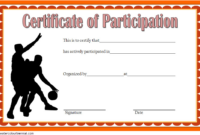 Free Youth Basketball Participation Certificate Template (Orange inside Amazing Basketball Tournament Certificate Template Free