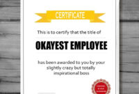 Funny Okayest Employee Gift Appreciation Digital Print Award | Etsy with Funny Certificates For Employees Templates