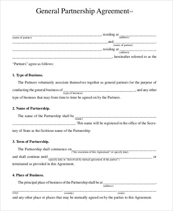 General Partnership Agreement Sample | General Partnership, Contract inside Modeling Contract Agreement