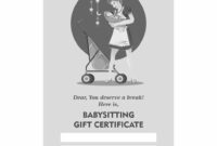 Gift Certificate For Babysitting / Babysitting Gift Certificate with regard to Free Printable Babysitting Gift Certificate