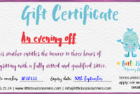 Gift Certificate For Babysitting – Babysitting Voucher Babysitting Gift with Babysitting Certificate Template 8 Ideas