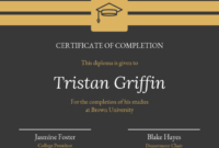 Gold Dark Certificate Of Completion Template With Hayes Certificate pertaining to Hayes Certificate Templates