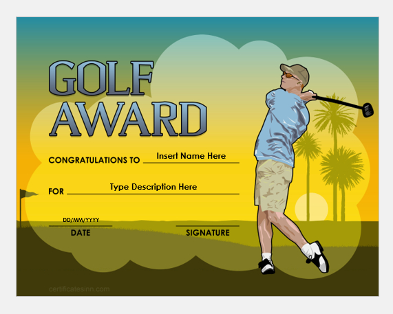 Golf Award Certificate Templates For Word | Edit &amp; Print for Award Certificate Templates Word 2007