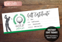 Golf Gift Certificate Editable Template Printable | Etsy inside Golf Gift Certificate Template