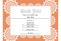 Good Job Certificate Printable Certificate throughout Free Great Work Certificate Template