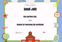Awesome Good Job Certificate Template Free