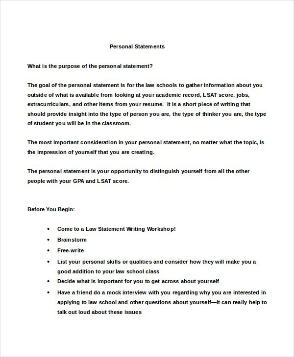 Grad School Personal Statement Examples | Personal Statement Examples for Law School Personal Statement Template