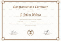 Graduation Completion Congratulations Certificate Design Template In regarding Graduation Certificate Template Word