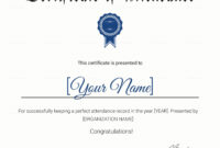 Great Certificate Of Attendance Template Word Free Download Meeting intended for Perfect Attendance Certificate Template Editable