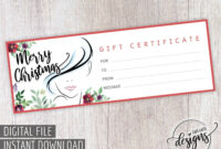 Hair Salon Christmas Gift Certificate, Facial Gift Certificate, Makeup for Free Printable Beauty Salon Gift Certificate Templates