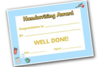 Handwriting Award Certificate | Award Certificate, Grants For Teachers with regard to Handwriting Award Certificate Printable