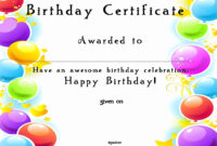 Happy Birthday Certificate Template Elegant Happy Birthday Card throughout Children&amp;#039;S Certificate Template