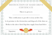 Hard Drive Destruction Certificate Template (9) – Templates Example with New Hard Drive Destruction Certificate Template